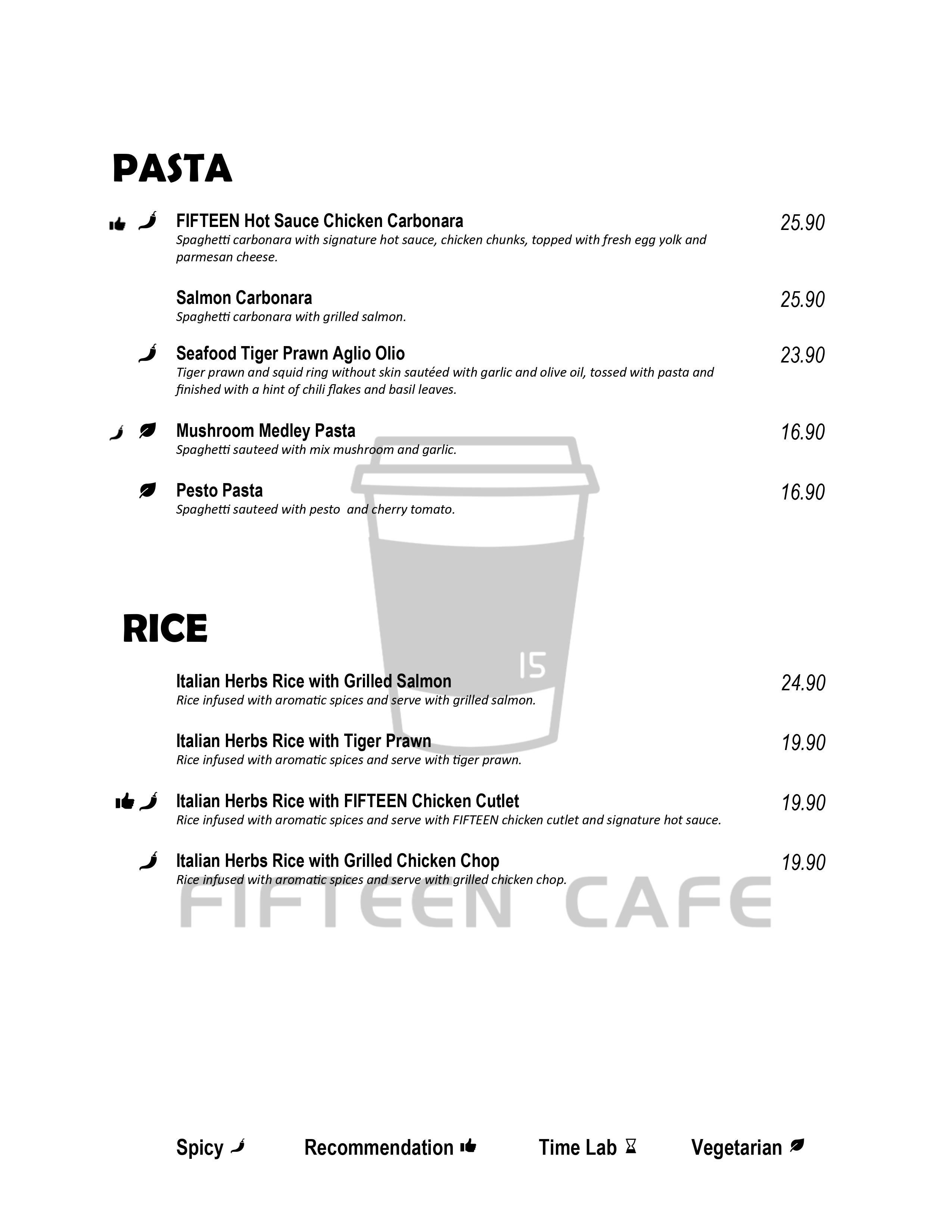 Fifteen Cafe — Menu, Bukit Mertajam, Pulau Pinang