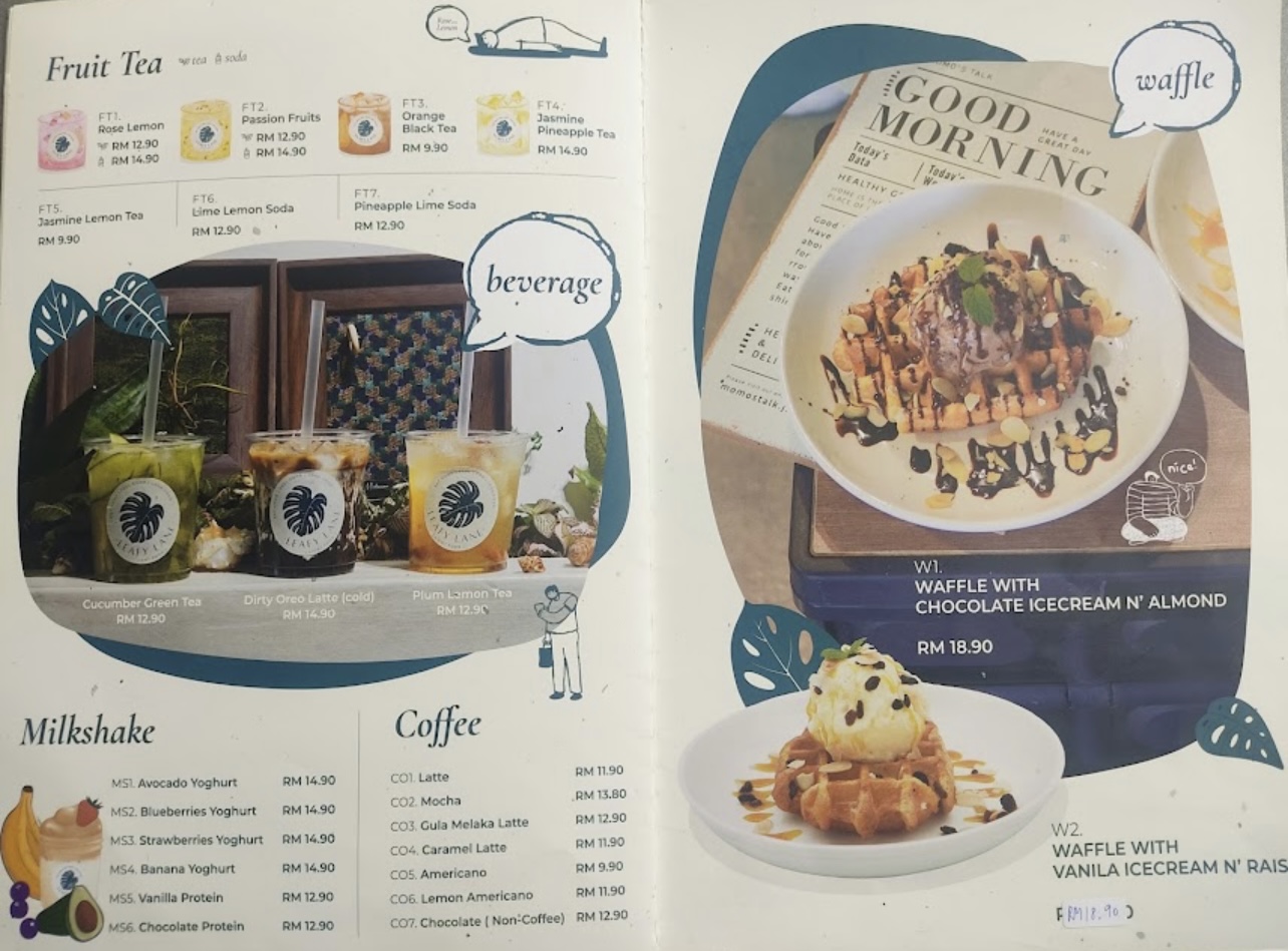 Leafy Lane cafe — Menu, George Town, Pulau Pinang