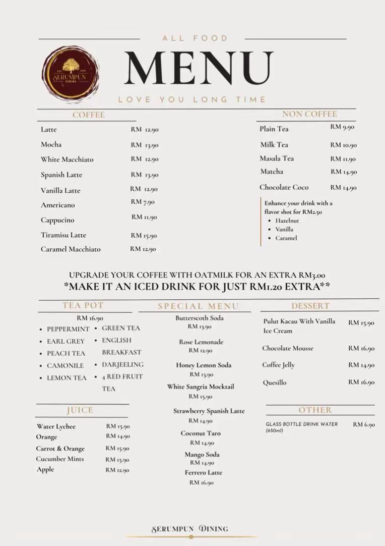 SERUMPUN DINING — Menu, BUTTERWORTH, Pulau Pinang