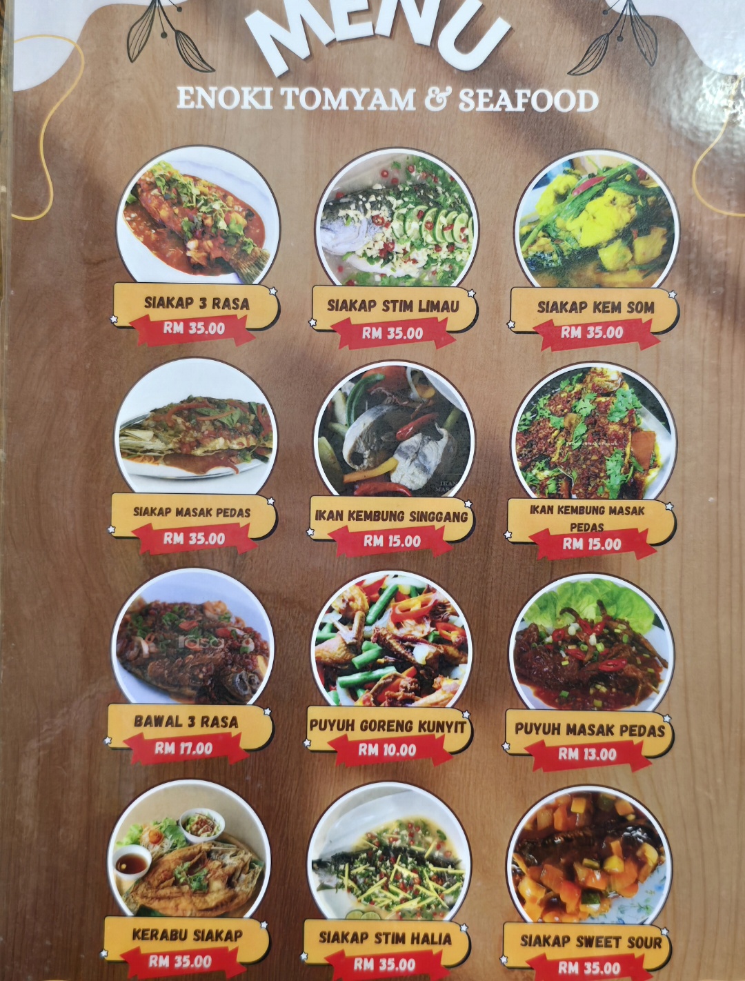 Enoki Tomyam & Seafood — Menu, KEPALA BATAS, Pulau Pinang