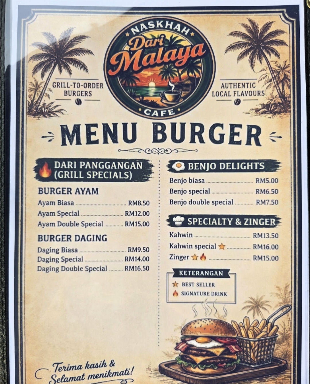 NASKHAH DARI MALAYA CAFE — Menu, BUTTERWORTH, Pulau Pinang