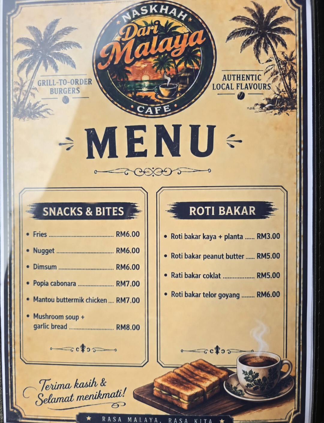 NASKHAH DARI MALAYA CAFE — Menu, BUTTERWORTH, Pulau Pinang