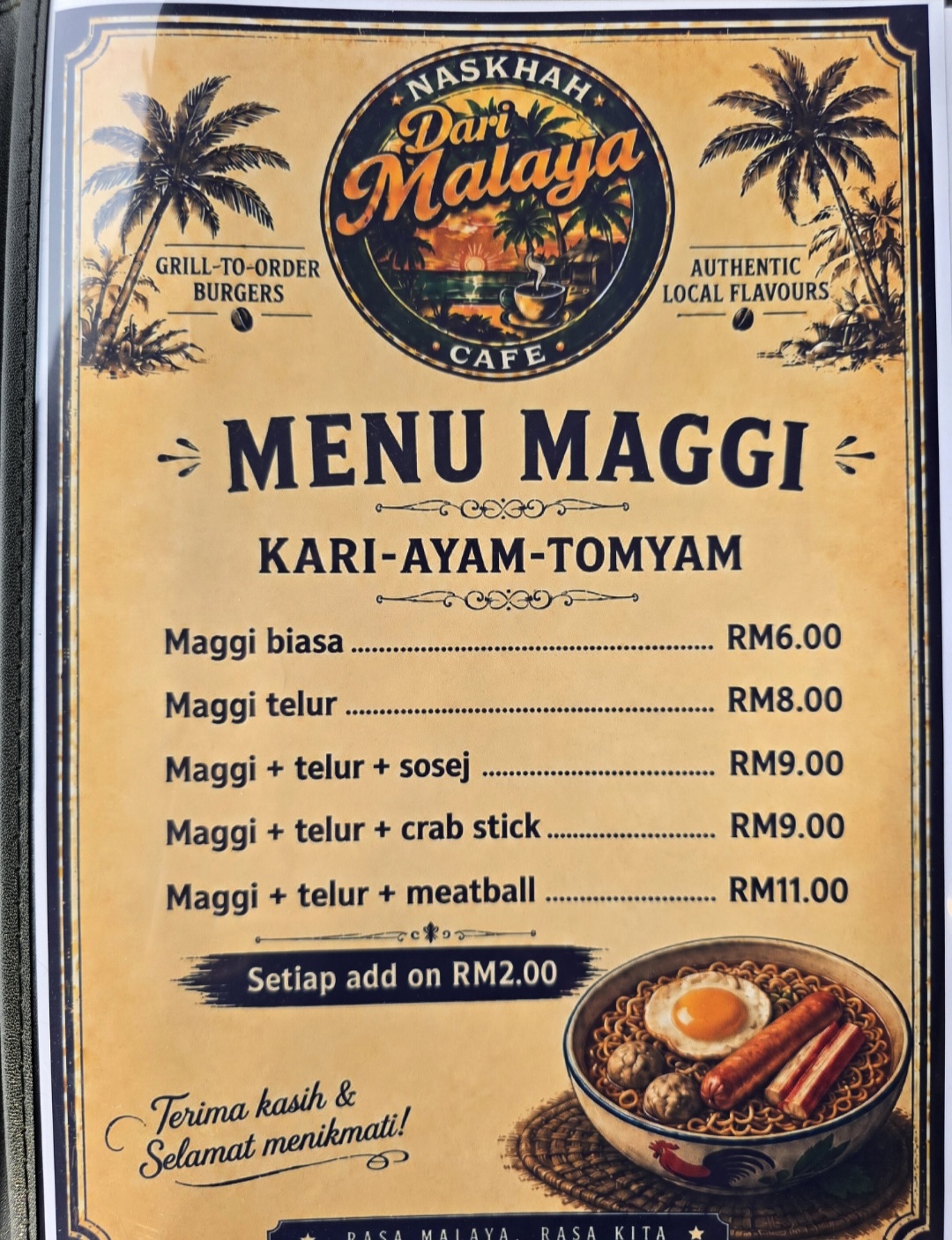 NASKHAH DARI MALAYA CAFE — Menu, BUTTERWORTH, Pulau Pinang
