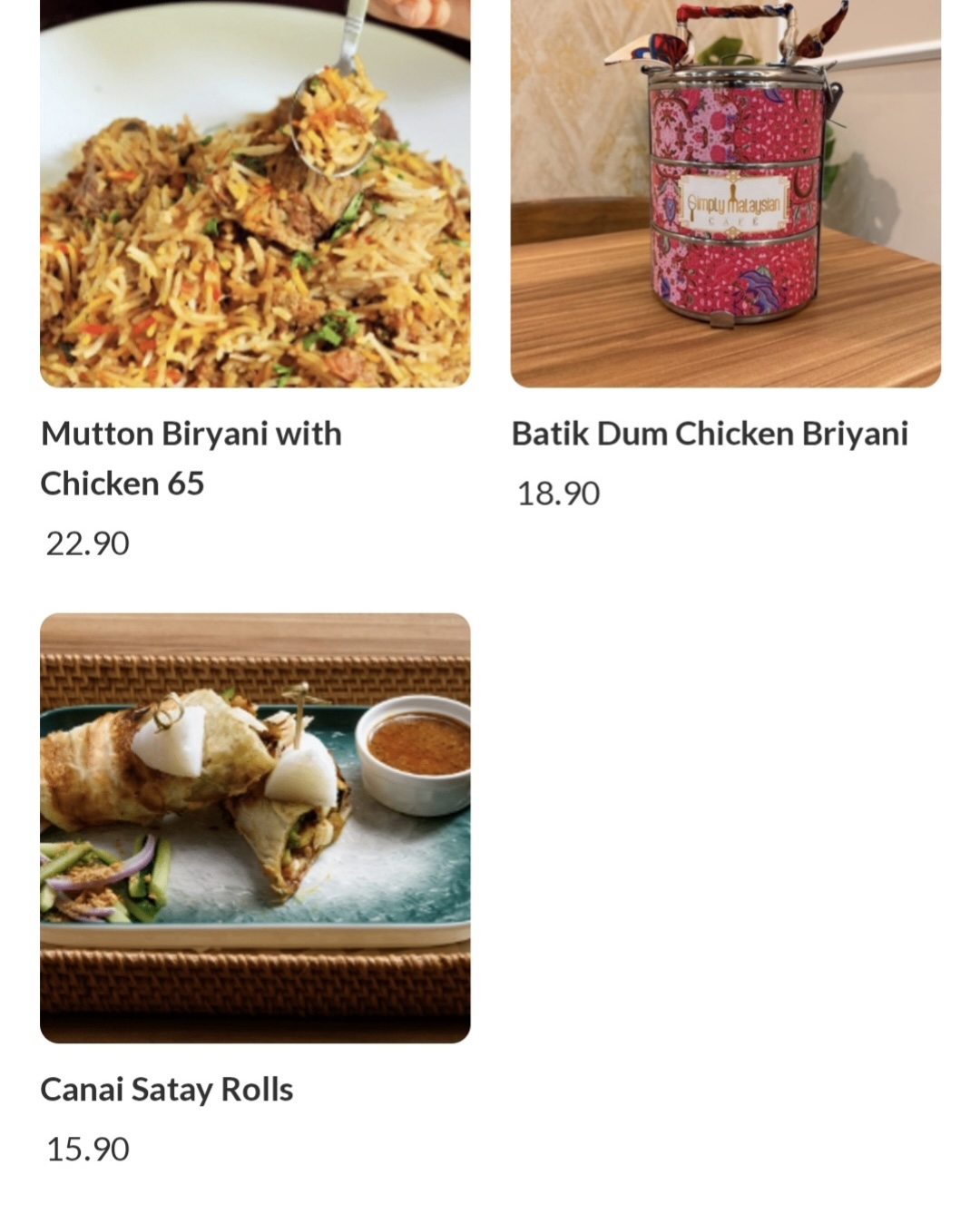 SIMPLY MALAYSIAN CAFE — Menu, PERMATANG PAUH, Pulau Pinang
