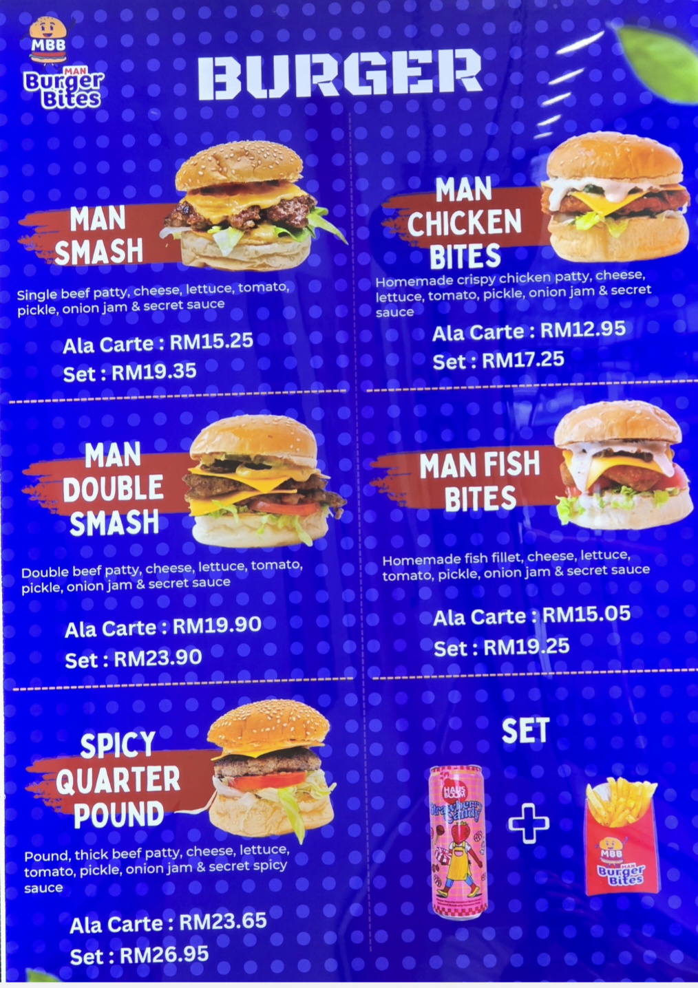 Man Burger Bites — Menu, PERDA, Pulau Pinang