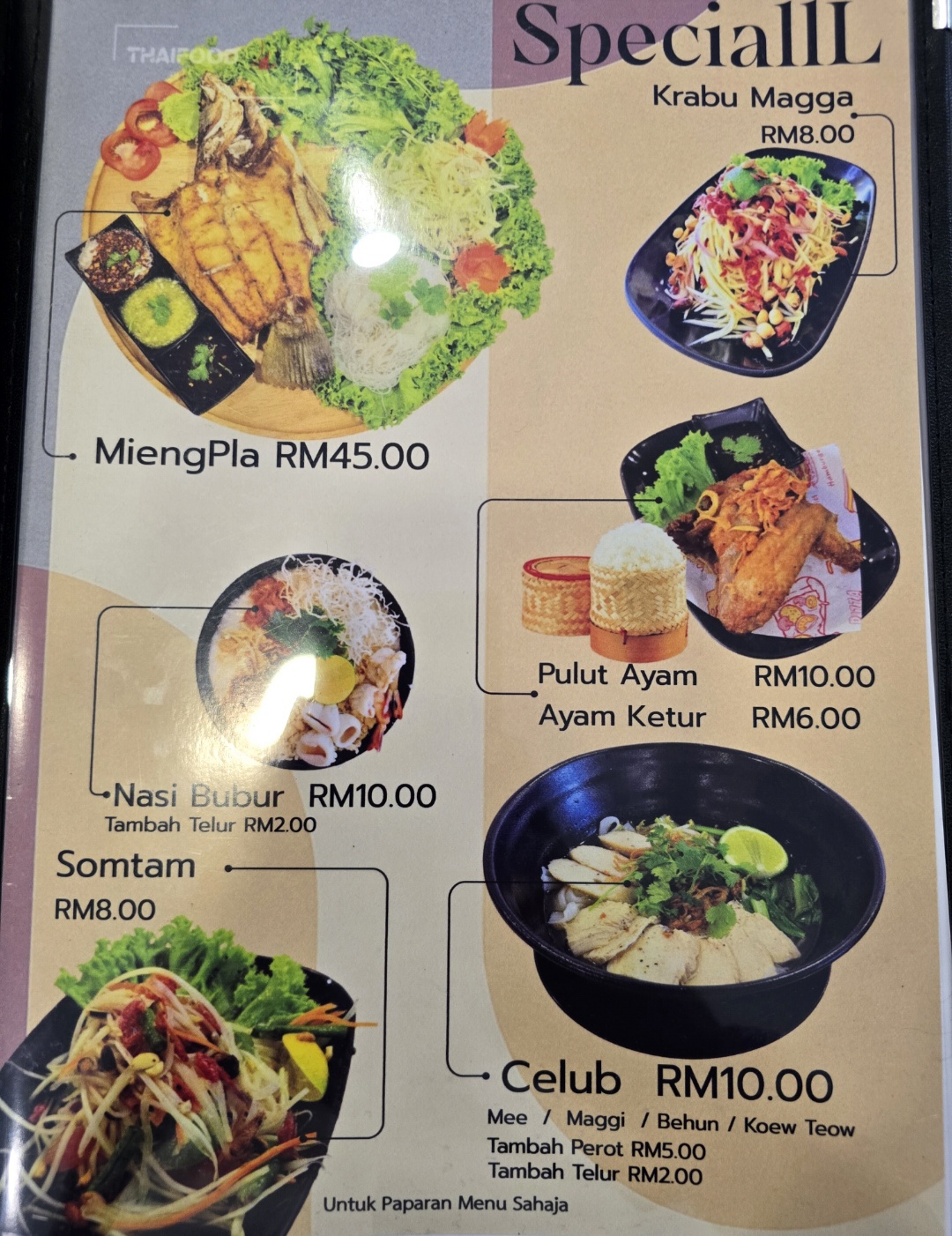 THAI FOOD 4U — Menu, BUKIT MERTAJAM, Pulau Pinang