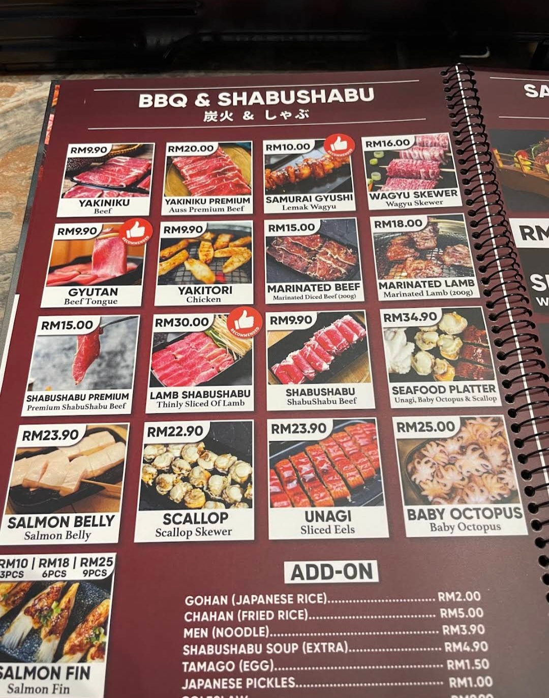SAMURAI YAKINIKU — Menu, PERAI, Pulau Pinang