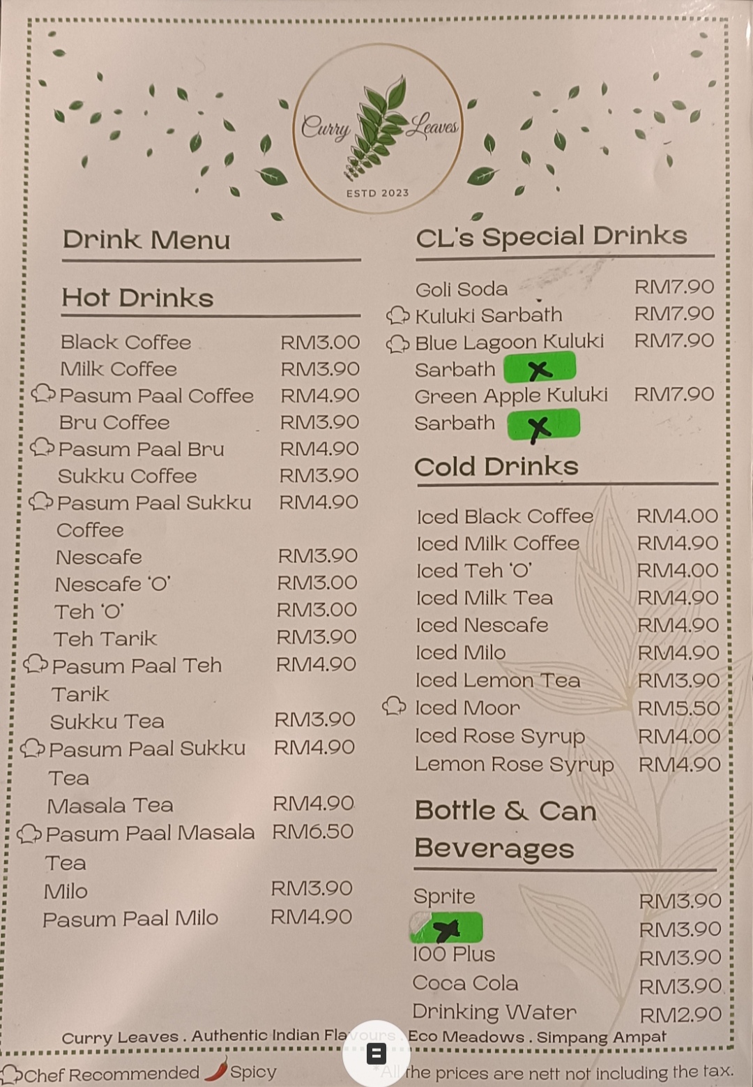 Curry Leaves • Authentic Indian Flavours — Menu, Simpang Ampat, Pulau Pinang