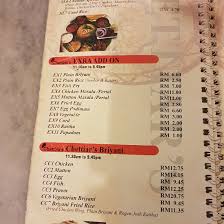 Chettiar's Tiffin Café — Menu, George Town, Pulau Pinang