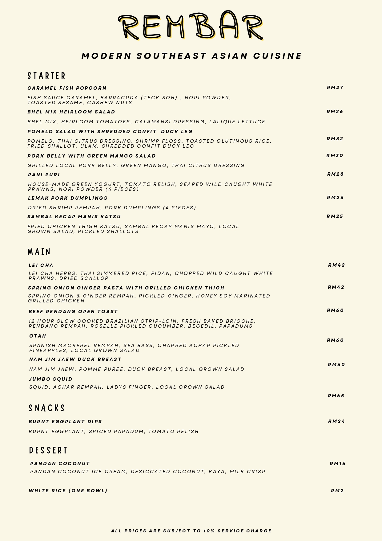 Rembar.pg — Menu, George Town, Pulau Pinang