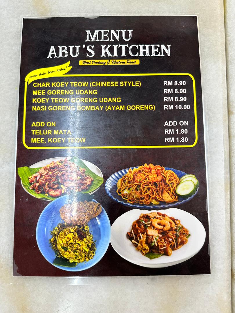 Abu’s Kitchen — Menu, George Town, Pulau Pinang