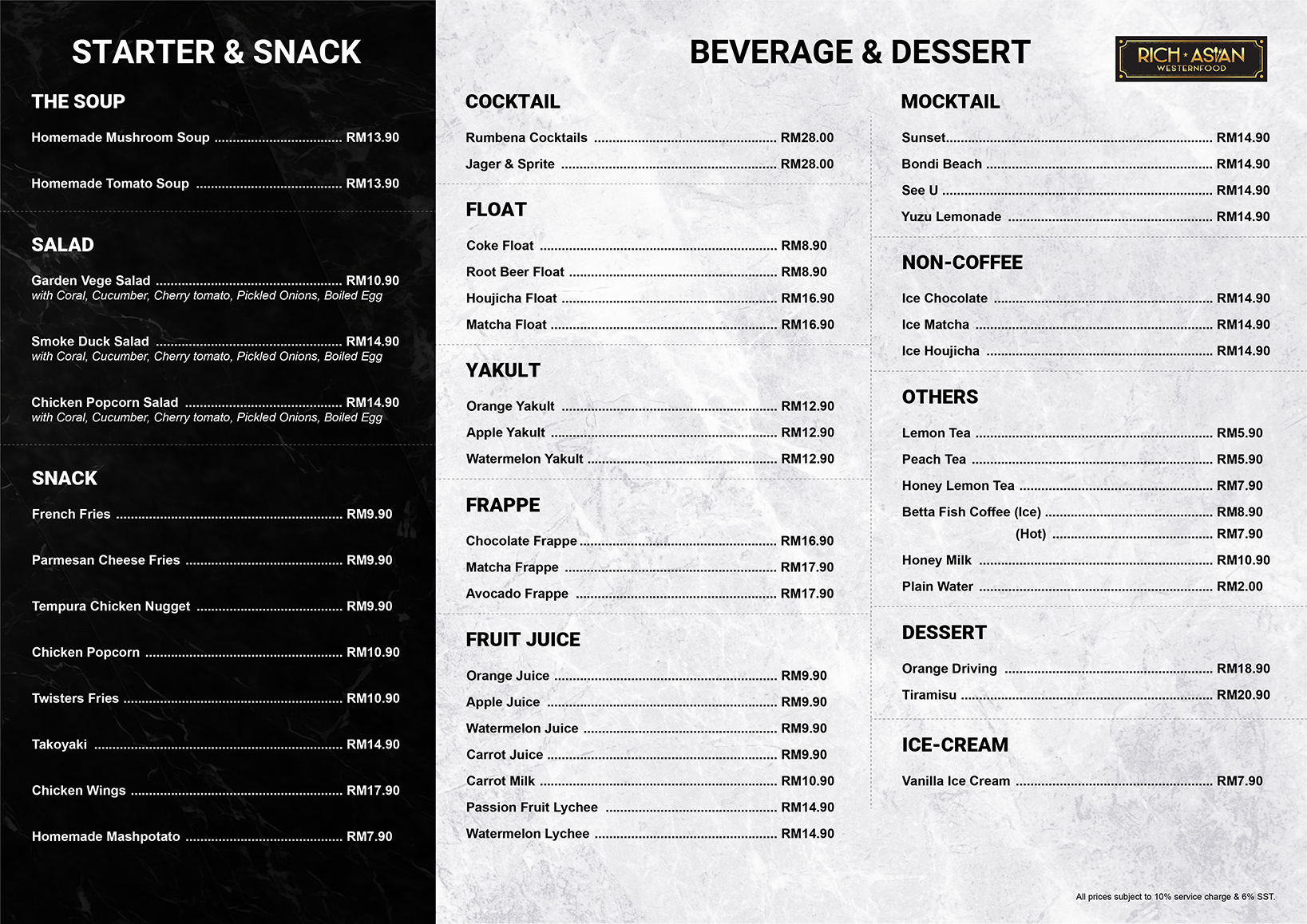Rich Asian Western Food — Menu, Butterworth, Pulau Pinang
