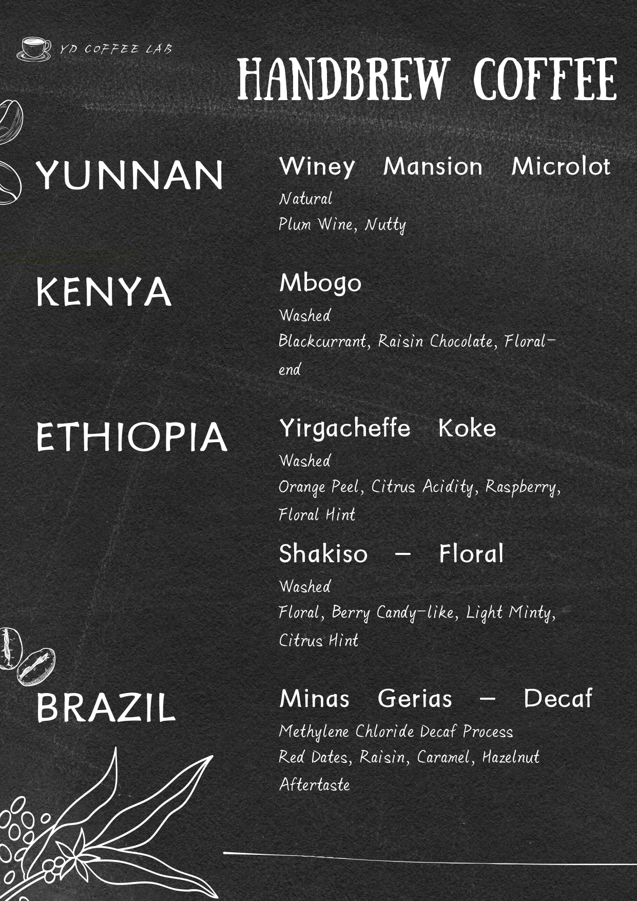 YD Coffee Lab 水雲閣 — Menu, George Town, Pulau Pinang
