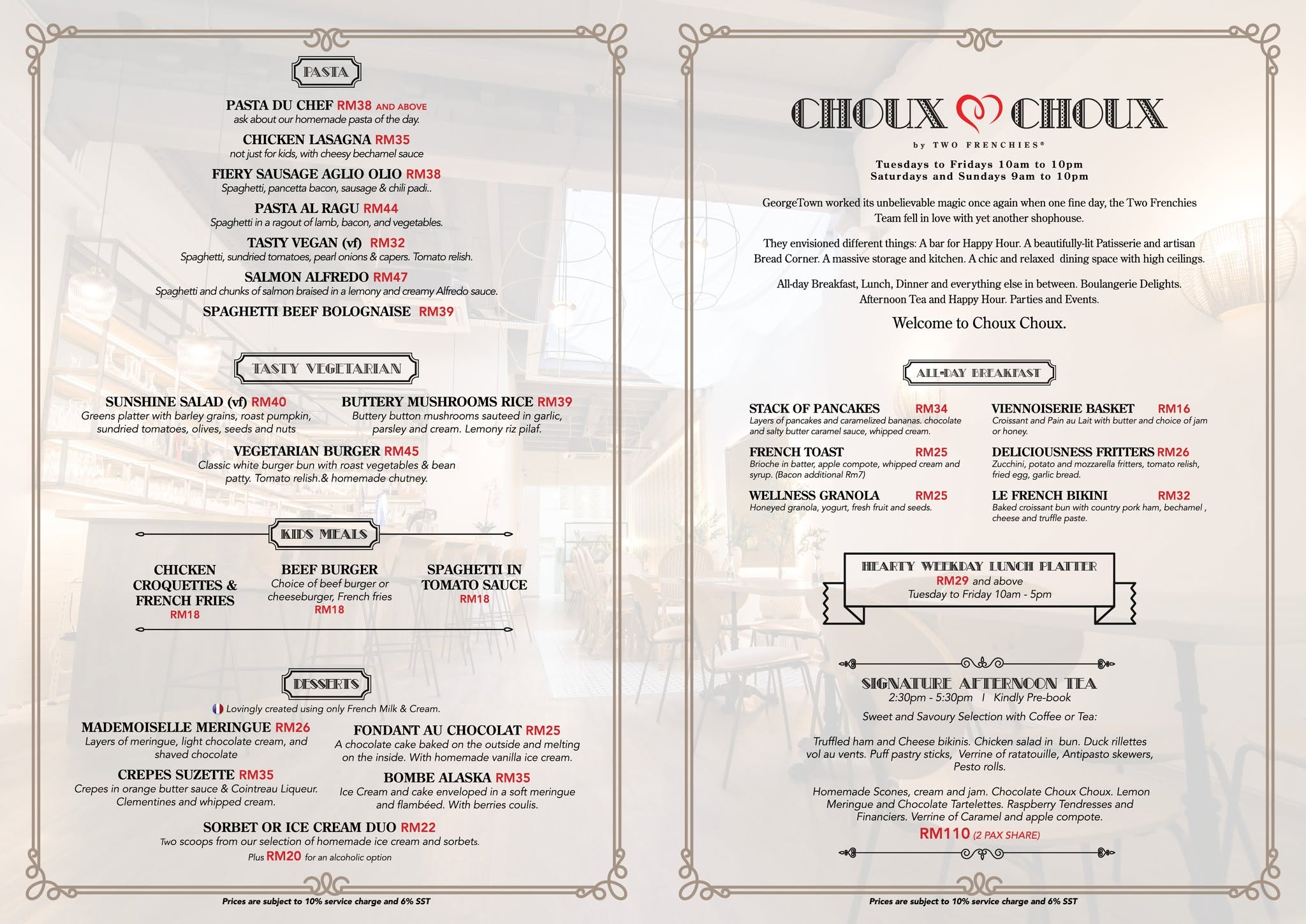 Choux Choux — Menu, George Town, Pulau Pinang