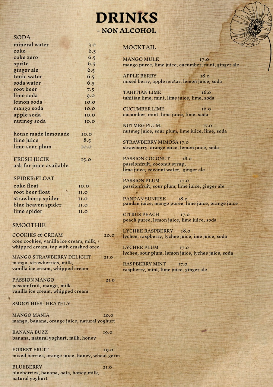 Spitfire Penang Restaurant — Menu, George Town, Pulau Pinang