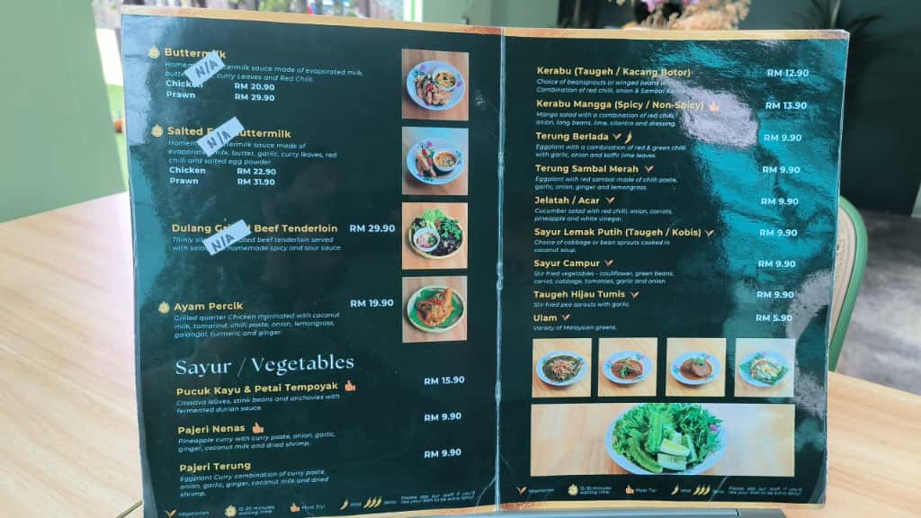 Dulang - Citarasa Melayu — Menu, George Town, Pulau Pinang