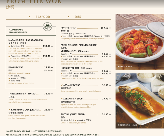 Madam Kwan's Gurney Plaza, Penang — Menu, George Town, Pulau Pinang