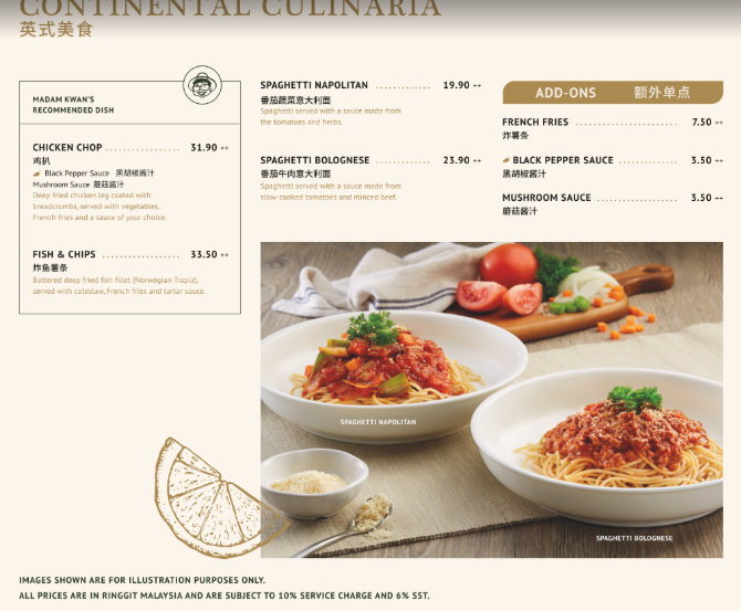 Madam Kwan's Gurney Plaza, Penang — Menu, George Town, Pulau Pinang