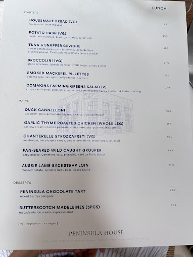 Peninsula House — Menu, George Town, Pulau Pinang