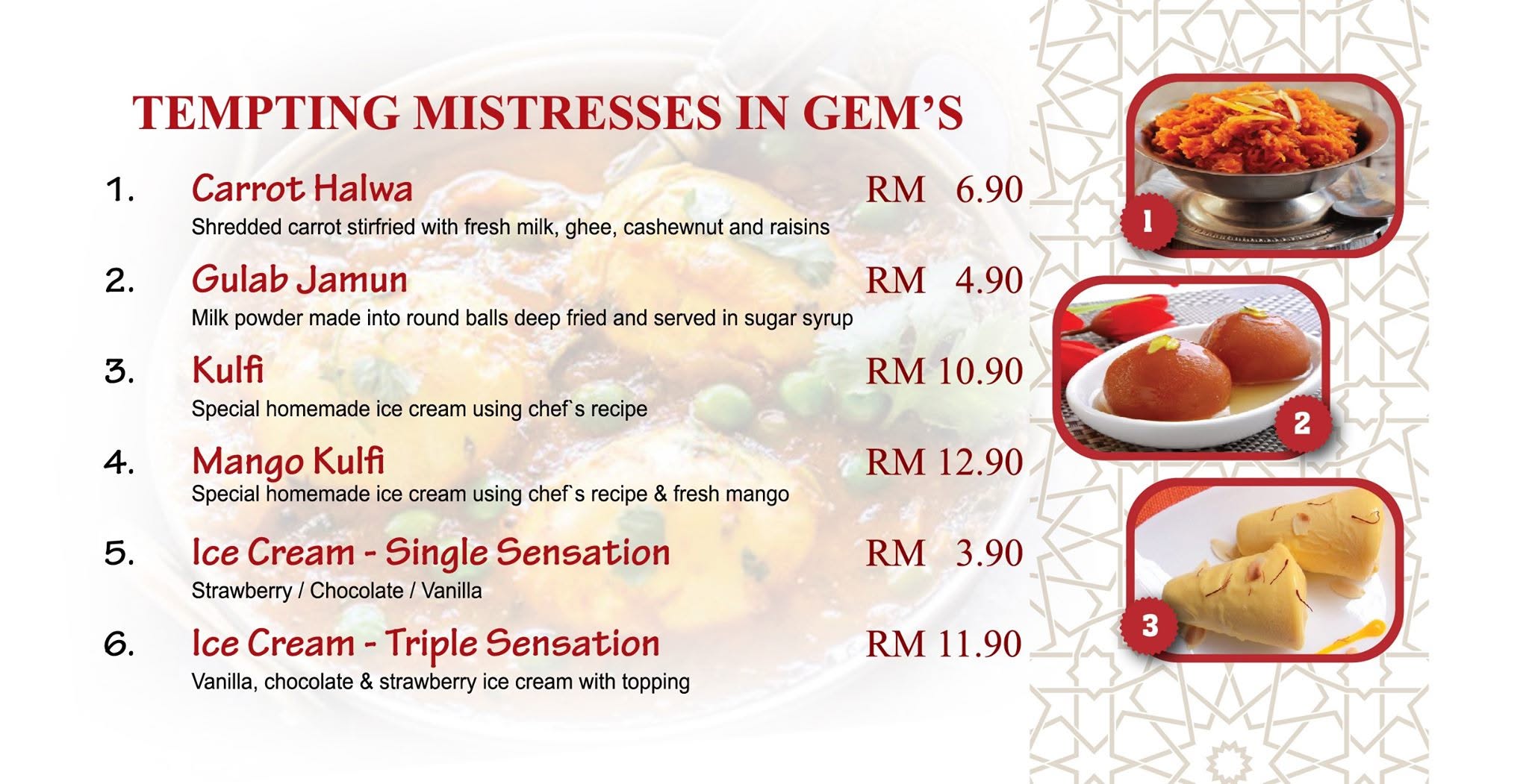 Gem Restaurant • ஜெம் உணவகம் — Menu, George Town, Pulau Pinang