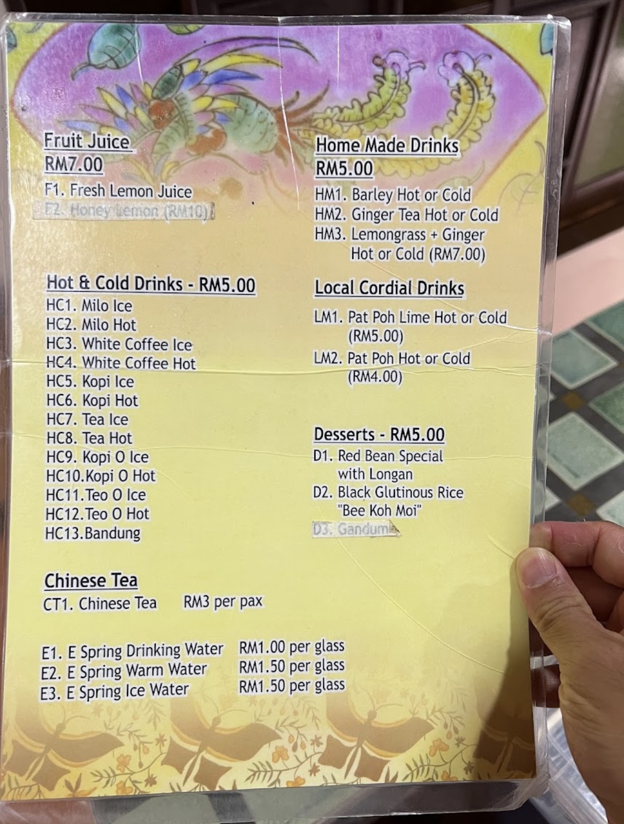 Ivy's Nyonya Cuisine — Menu, George Town, Pulau Pinang