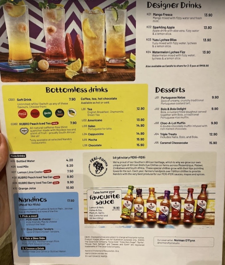 Nando's — Menu, George Town, Pulau Pinang