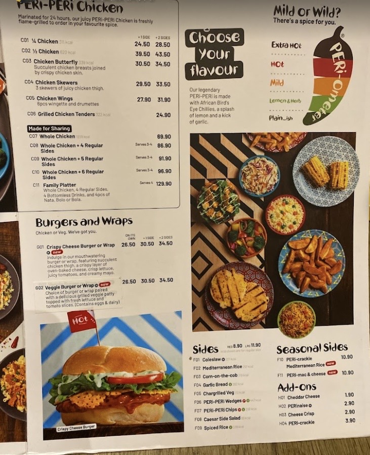 Nando's — Menu, George Town, Pulau Pinang