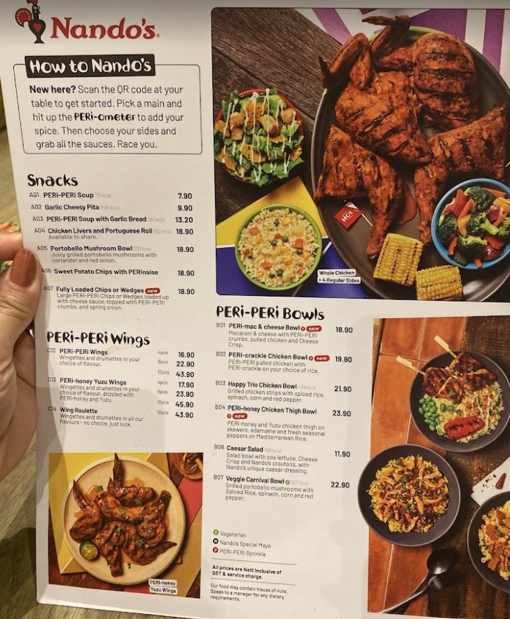 Nando's — Menu, George Town, Pulau Pinang