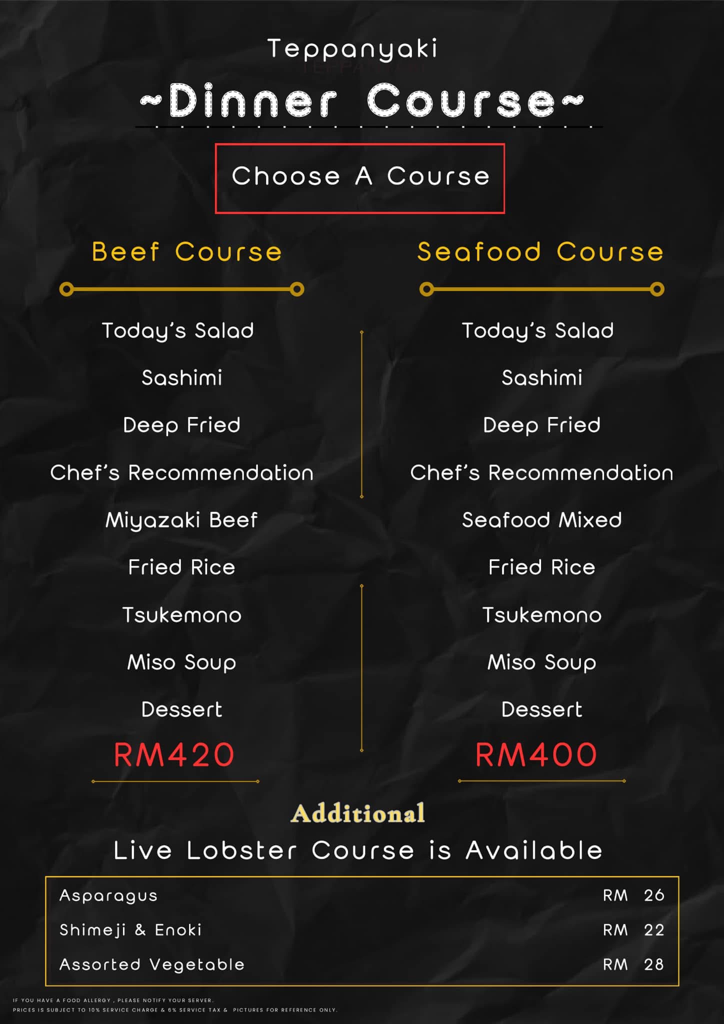 Miraku Japanese Cuisine - G Hotel Central Gurney — Menu, George Town, Pulau Pinang