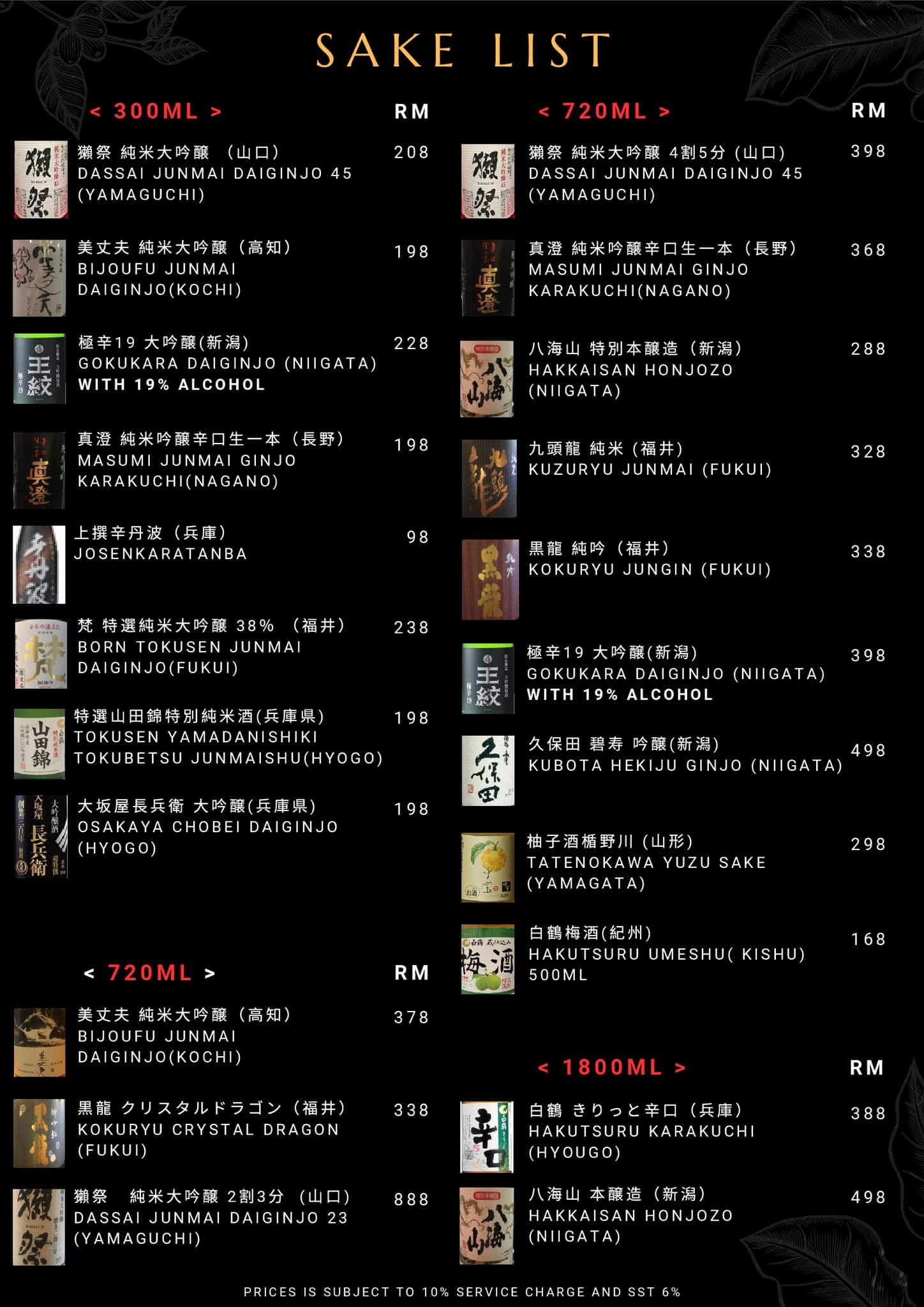 Miraku Japanese Cuisine - G Hotel Central Gurney — Menu, George Town, Pulau Pinang
