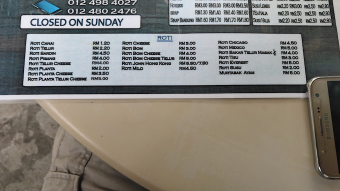 Ali IPG Mamak dan Roti Hong Kong — Menu, George Town, Pulau Pinang