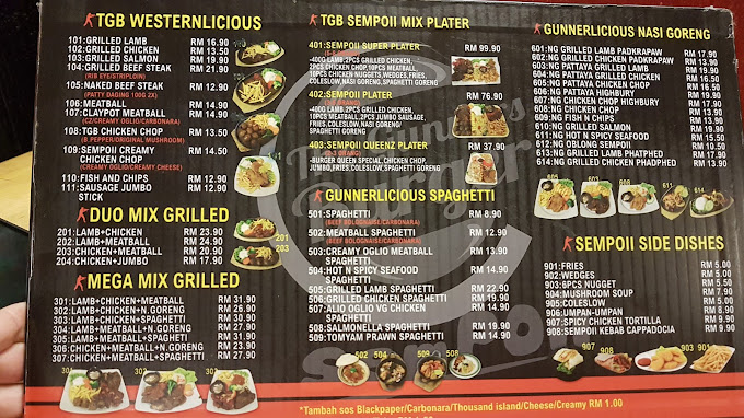 The Gunners Burger & Cafe — Menu, George Town, Pulau Pinang