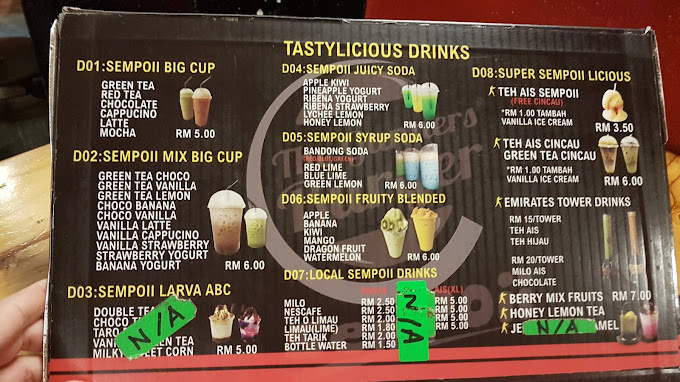 The Gunners Burger & Cafe — Menu, George Town, Pulau Pinang