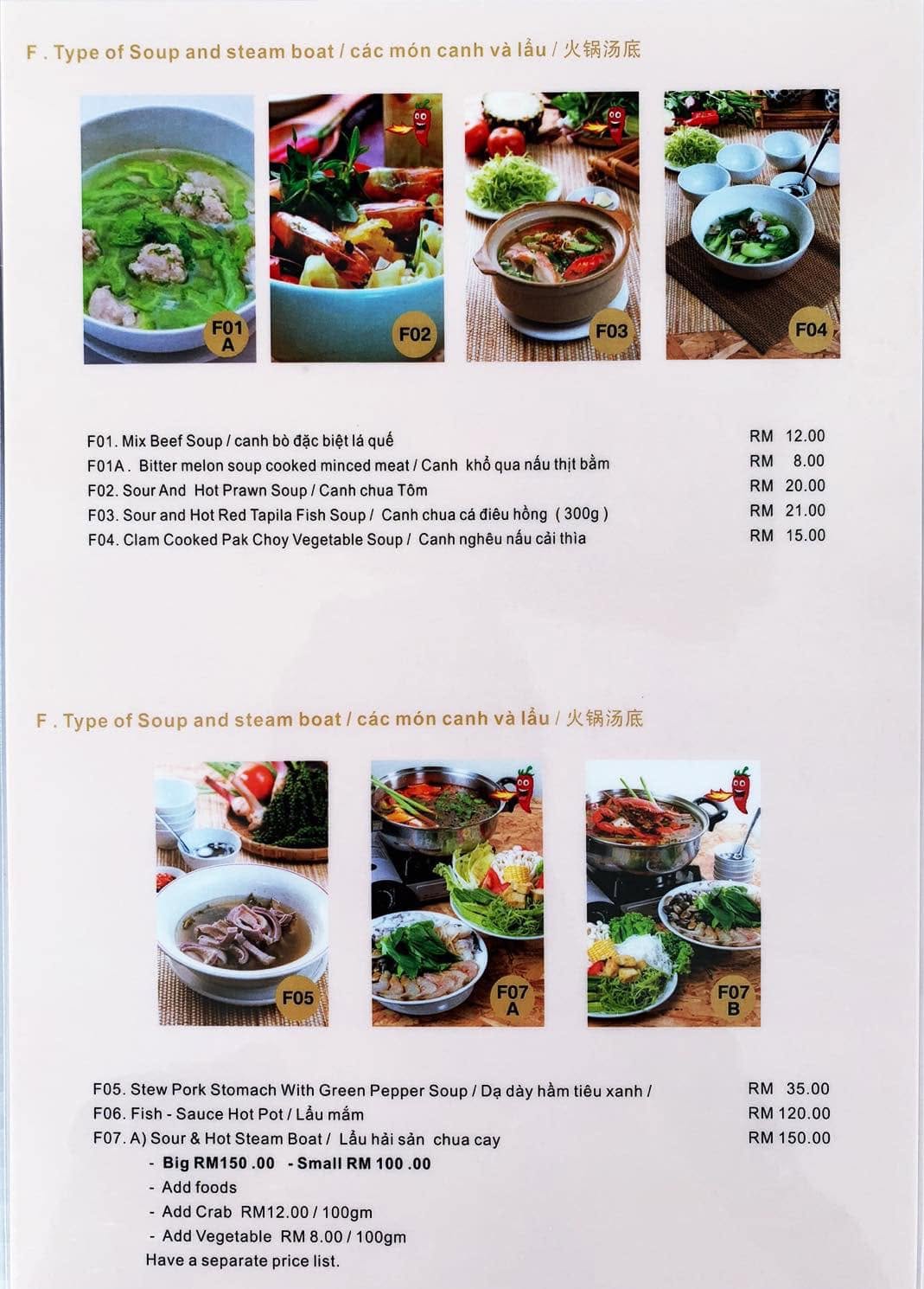 Little Hanoi — Menu, George Town, Pulau Pinang