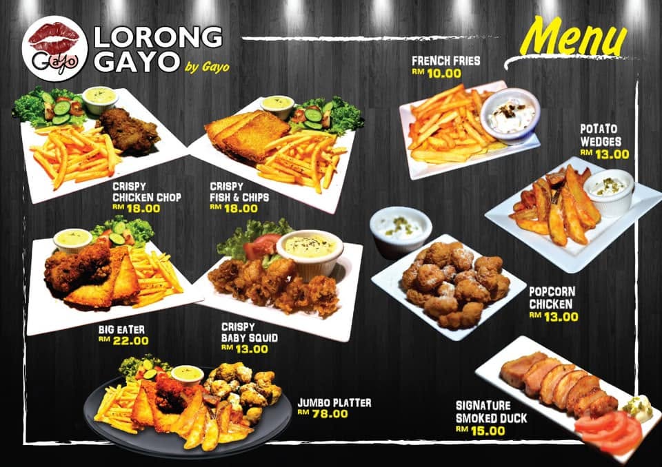 Lorong Gayo — Menu, George Town, Pulau Pinang