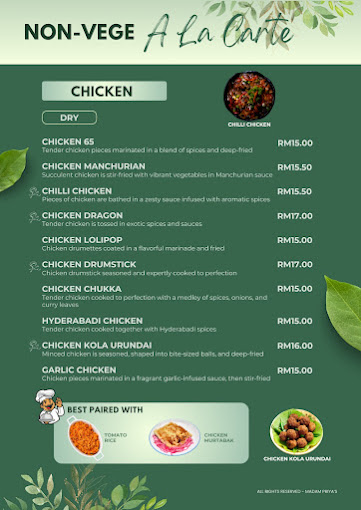 Madam Priya's House of Curries @ Beach Street — Menu, George Town, Pulau Pinang