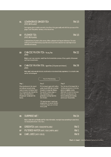 Plant A Seed Vegan - Georgetown Branch — Menu, George Town, Pulau Pinang