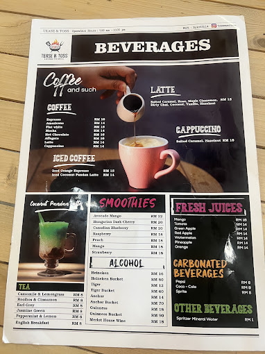 TEASE & TOSS — Menu, George Town, Pulau Pinang
