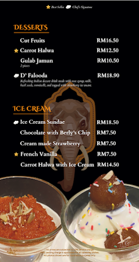 D'Sakra - Finest Indian Restaurant In The City — Menu, George Town, Pulau Pinang