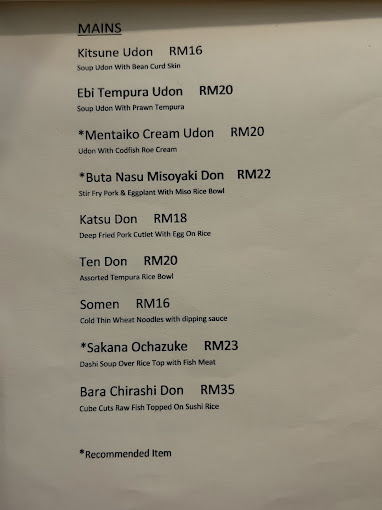 KŌFUKU — Menu, George Town, Pulau Pinang