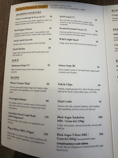 KINS — Menu, George Town, Pulau Pinang