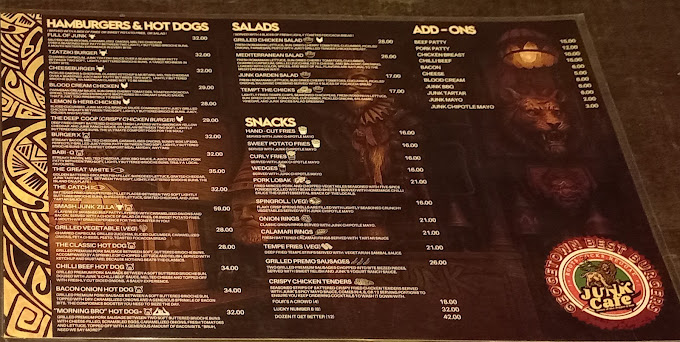 Junk Cafe — Menu, George Town, Pulau Pinang
