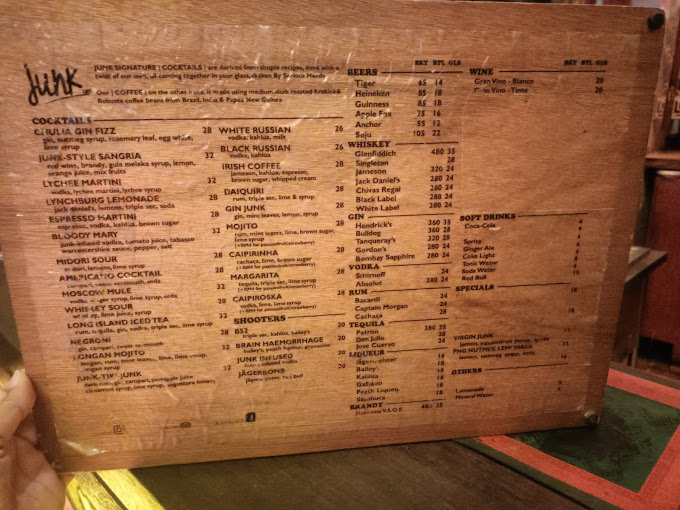 Junk Cafe — Menu, George Town, Pulau Pinang
