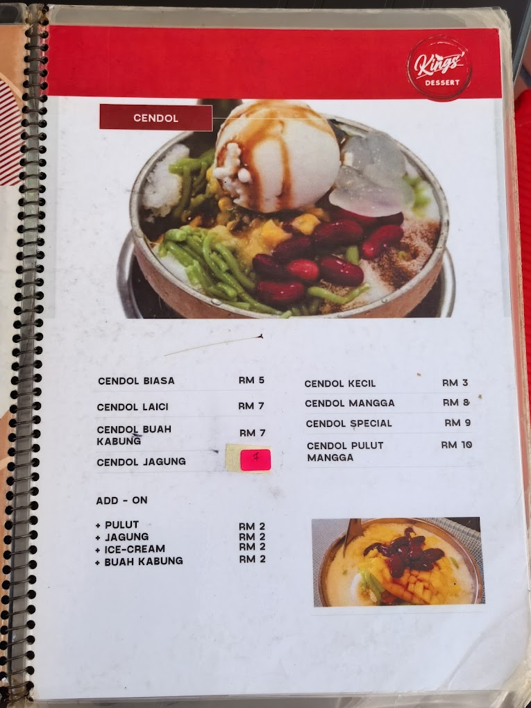 KINGS' DESSERT — Menu, George Town, Pulau Pinang