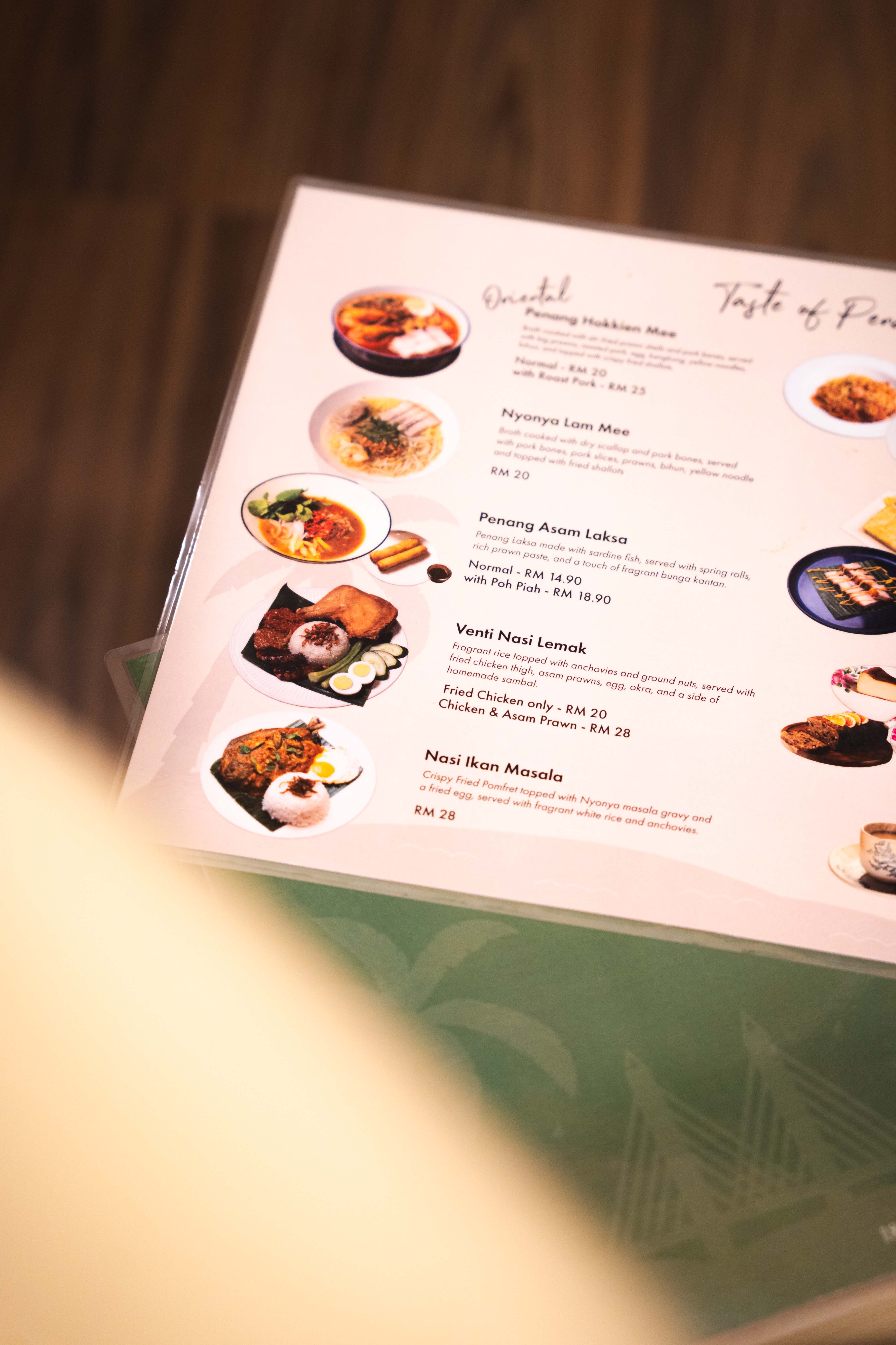 Venti Oriental — Menu, George Town, Pulau Pinang