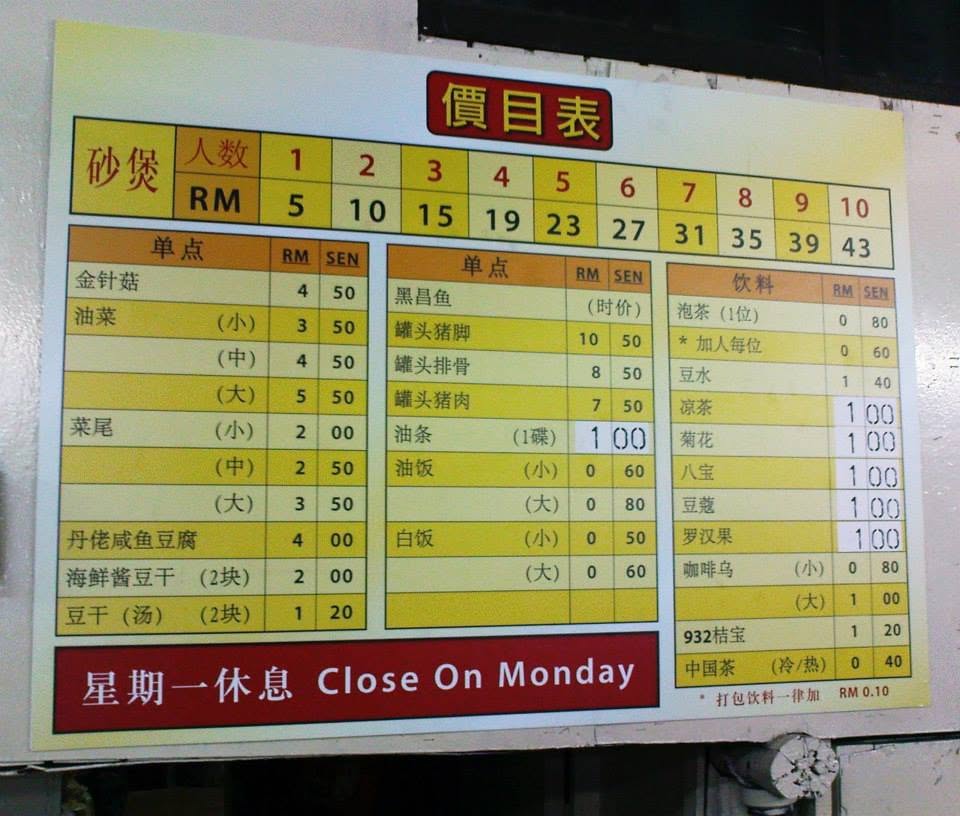 Keat Claypot Bak Kut Teh 吉砂煲肉骨茶 — Menu, George Town, Pulau Pinang