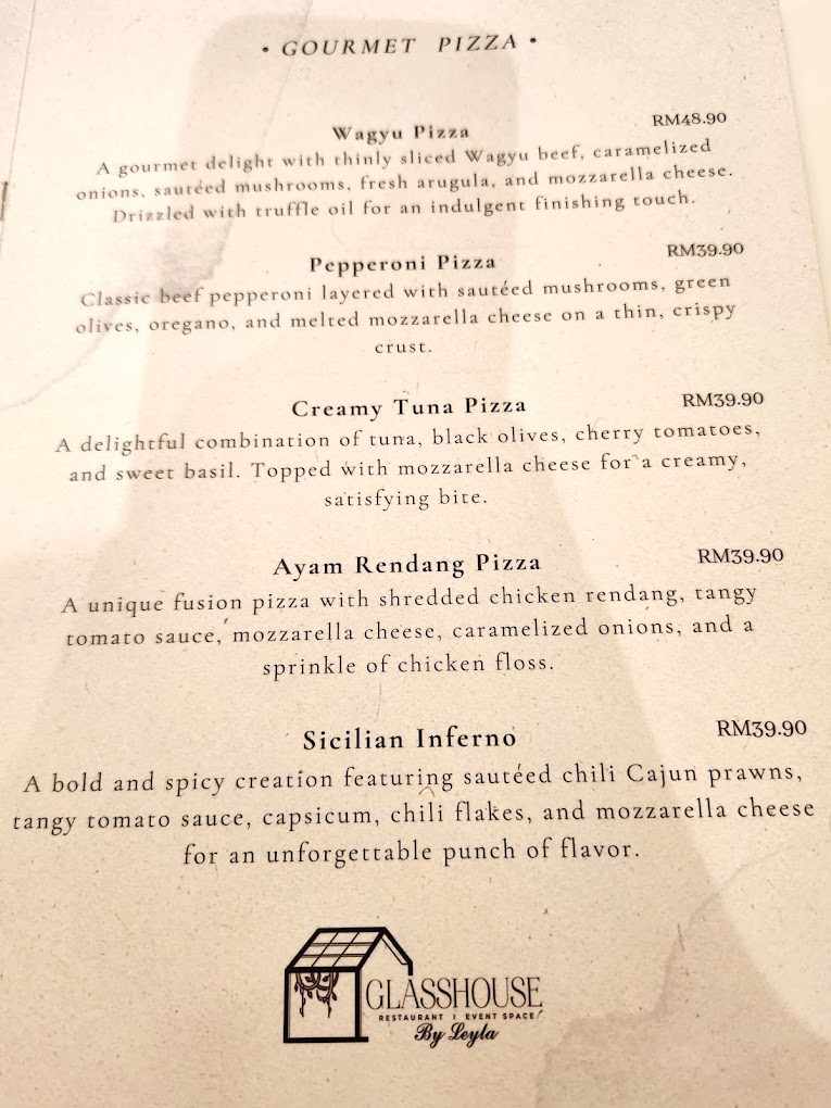 Glasshouse by Leyla — Menu, George Town, Pulau Pinang