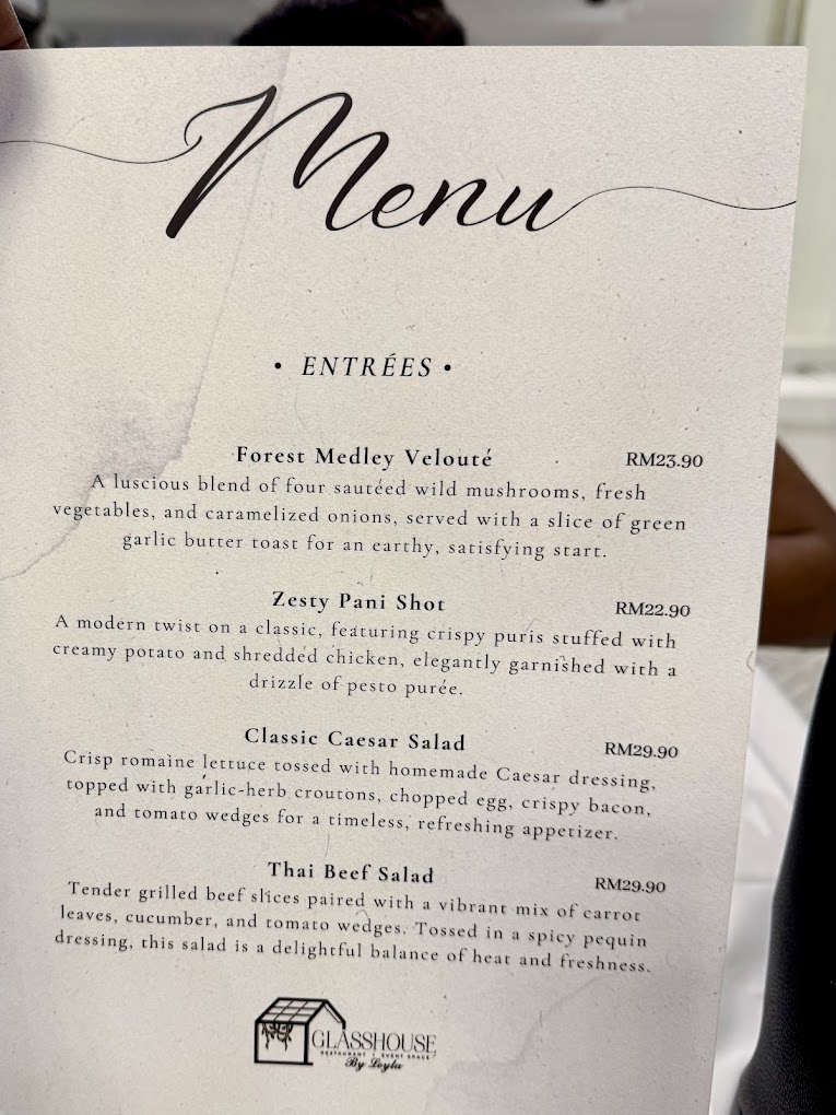 Glasshouse by Leyla — Menu, George Town, Pulau Pinang