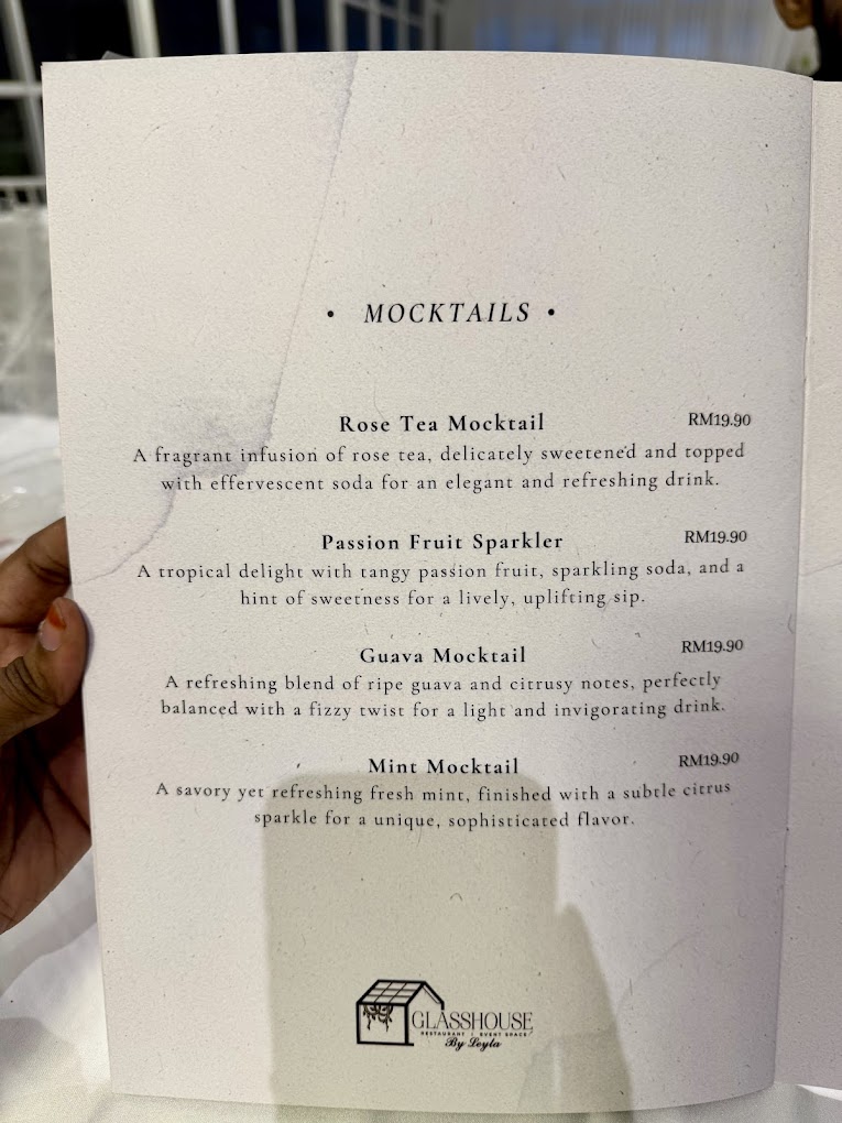 Glasshouse by Leyla — Menu, George Town, Pulau Pinang