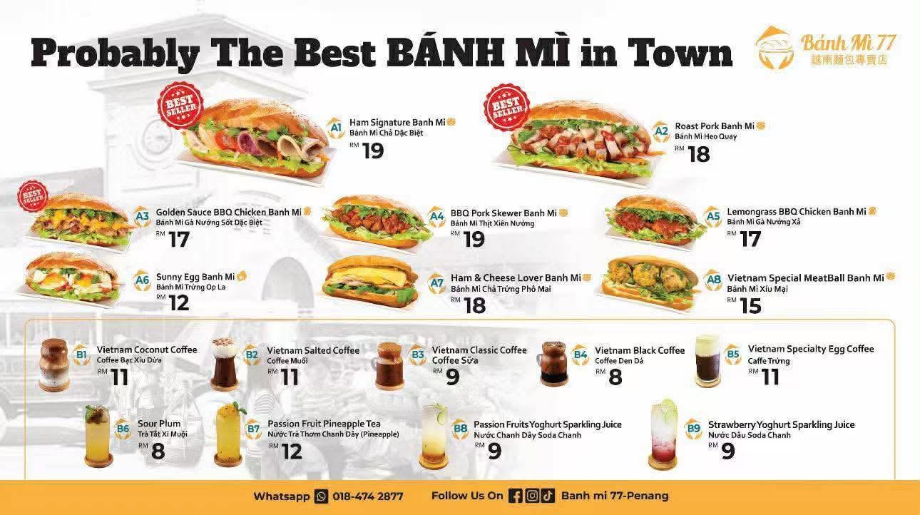 Banh Mi 77 越南面包 — Menu, George Town, Pulau Pinang